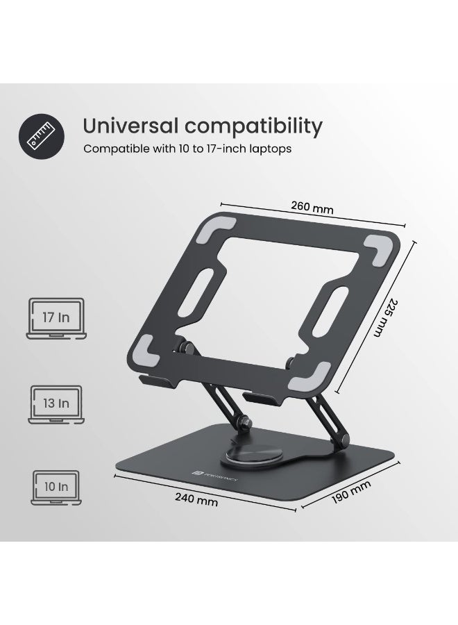 بورترونيكس Portronics My Buddy K9 - Portable Laptop Stand - Adjustable Elevation Levels - Ventilated Anti-Slip Design - 360-degree Rotating Base(Black) - Image 4